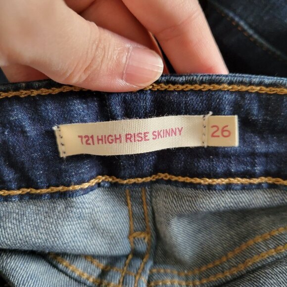 Levi's 721 High Rise Skinny Blue Denim Jeans Pants Size 26 - Picture 10 of 16